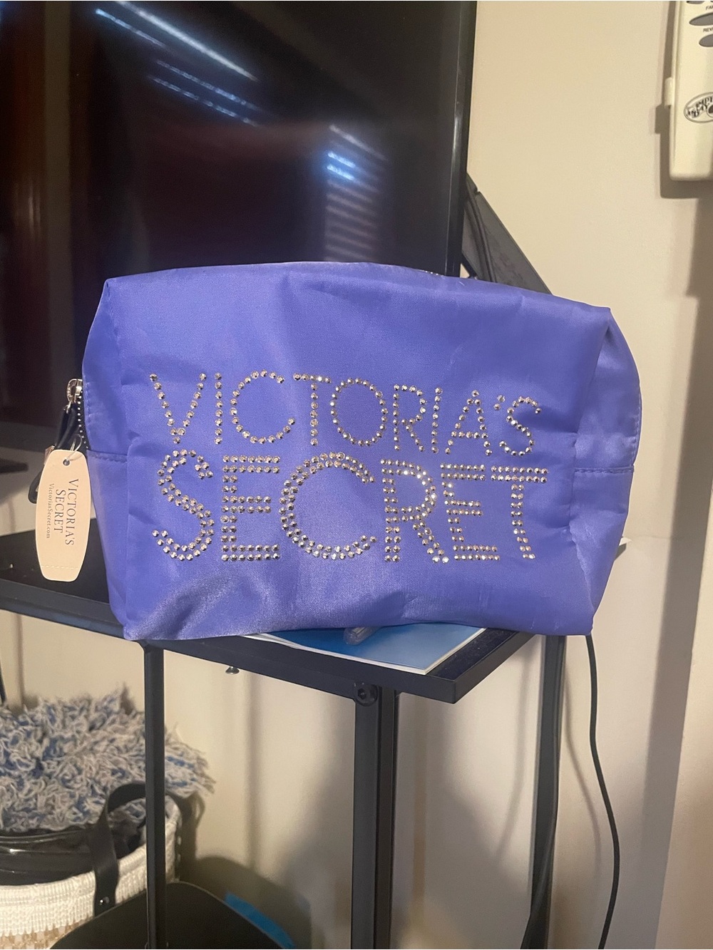 Victoria's Secret Violet Cosmetic Pouch with Rhinestone Logo